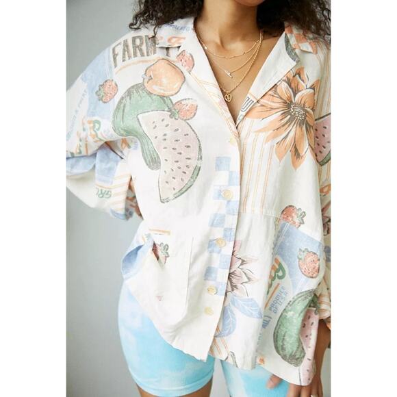 Urban Outfitters BDG Austin Feedsak Button-Down Shirt Fruit Print Size Small - Picture 1 of 8